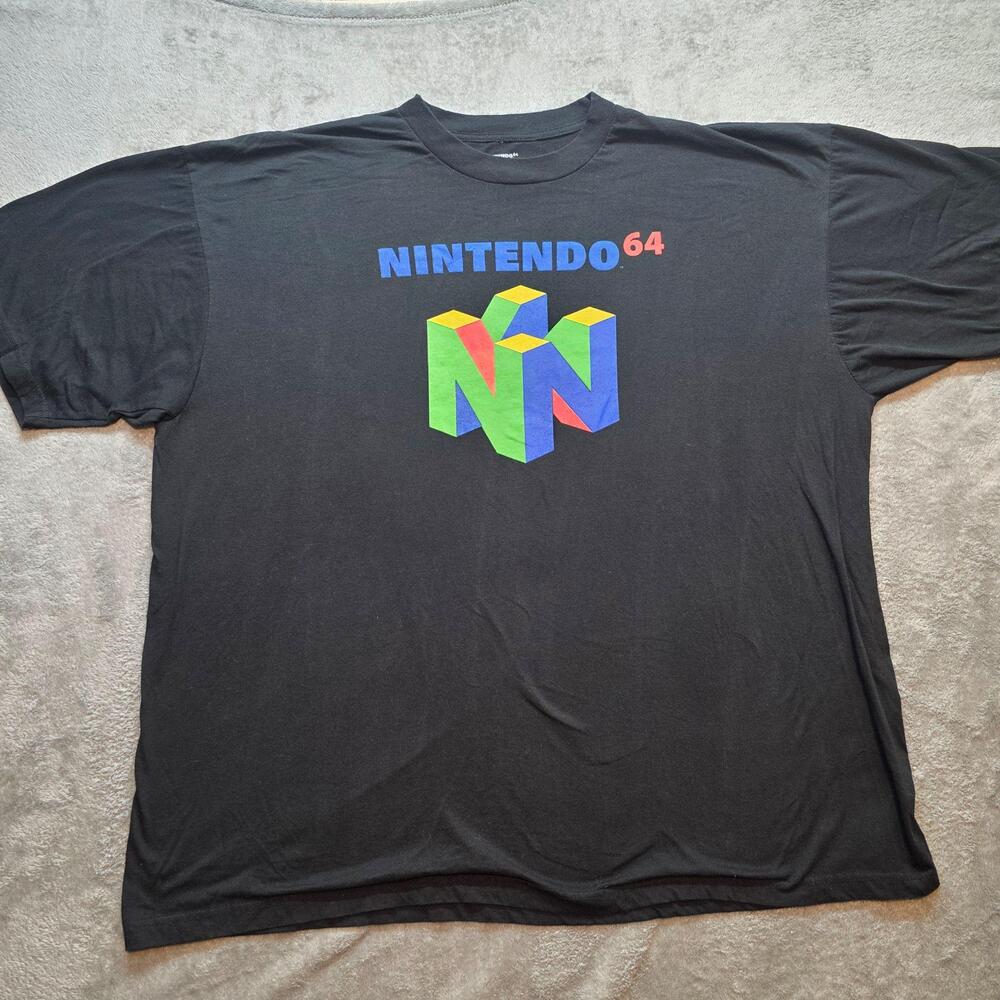 Nintendo 64 Shirt Mens 3XLT Black Logo Graphic Retro Gaming T-Shirt Big Tall